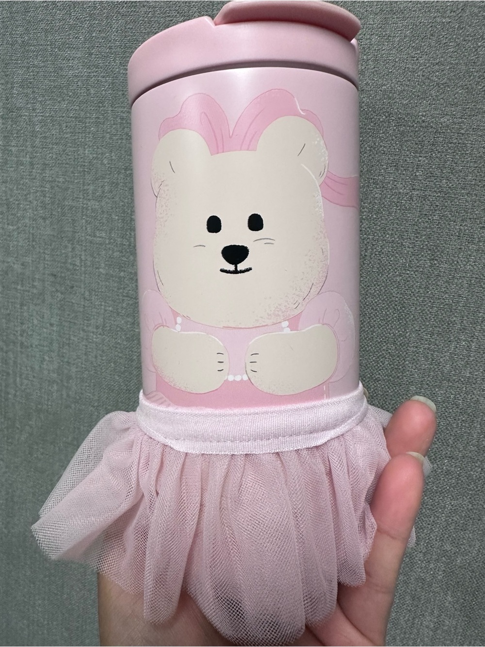 Philippines Pink Bear Tumbler with Tulle Skirt - Cute Drink Bottle